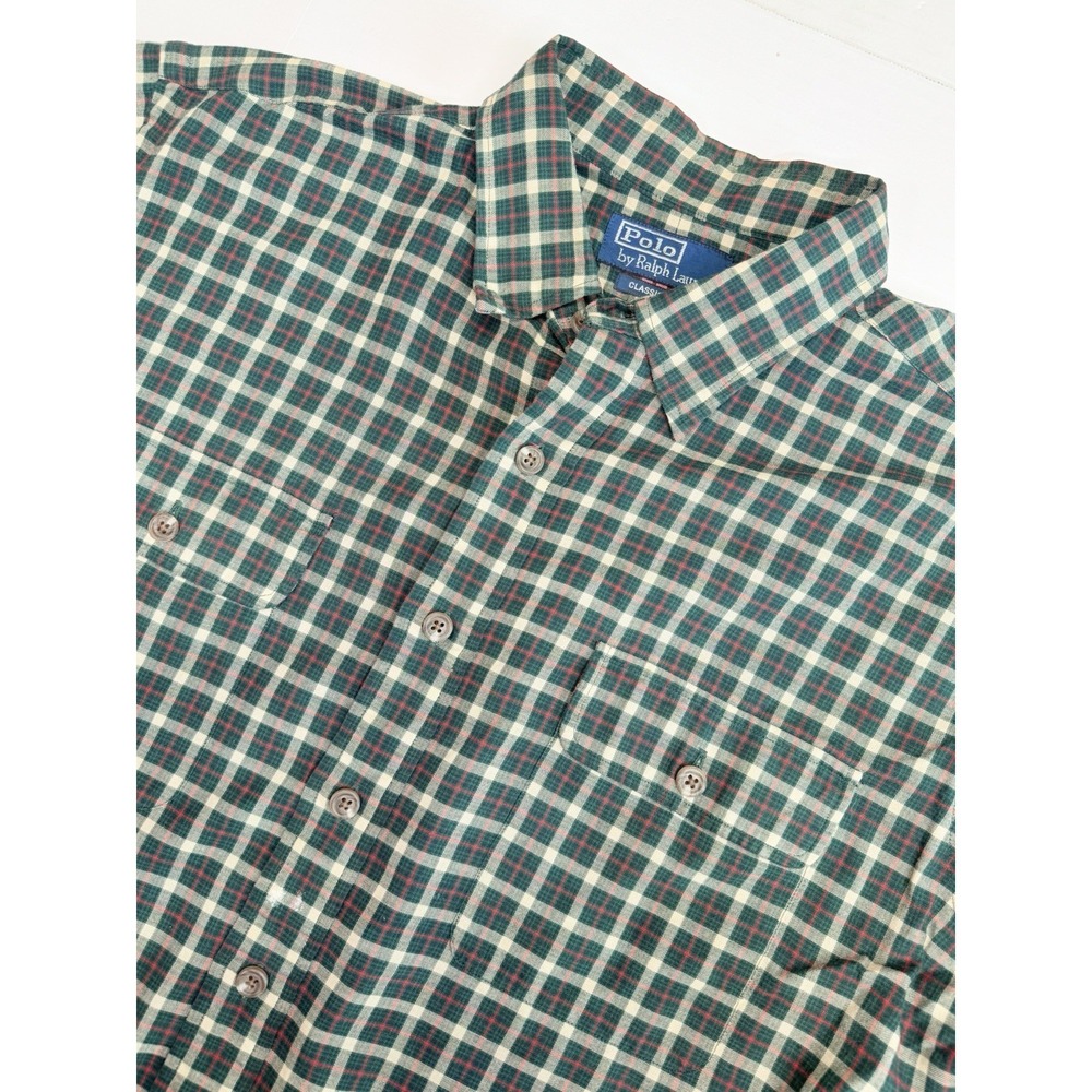 POLO Ralph Lauren men's L/S shirt Classic Fit Green Plaid Large
